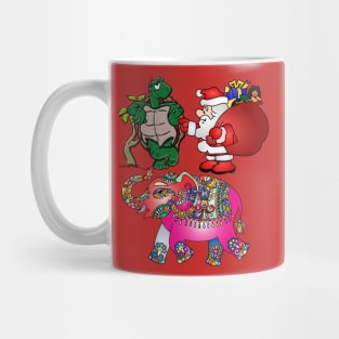 Santa Shirt Funny Christmas Elephant Turtle Gift Party Present Mug